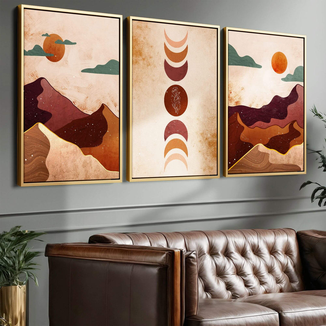 Desert Dusk Set of 3 Prints Wall Art Moncasso