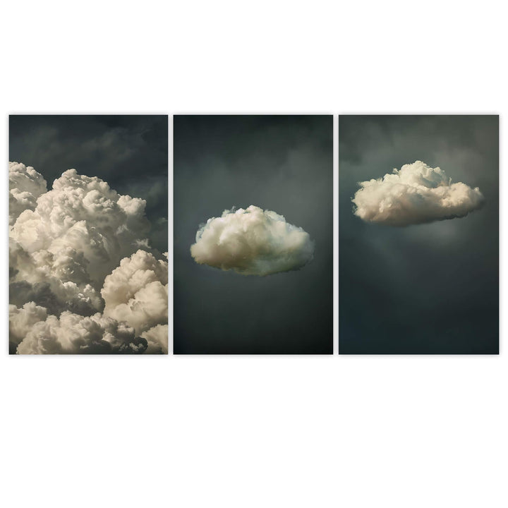 Vintage Clouds Set of 3 Prints Wall Art Moncasso