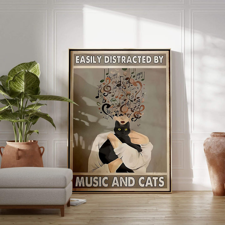 Music and Cats Print Wall Art Moncasso