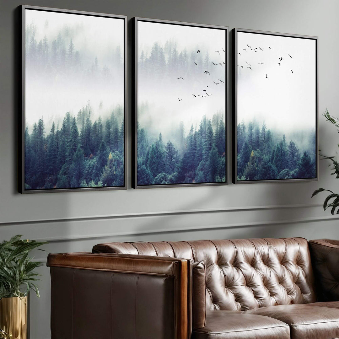 Forest Mist Set of 3 Prints Wall Art Moncasso