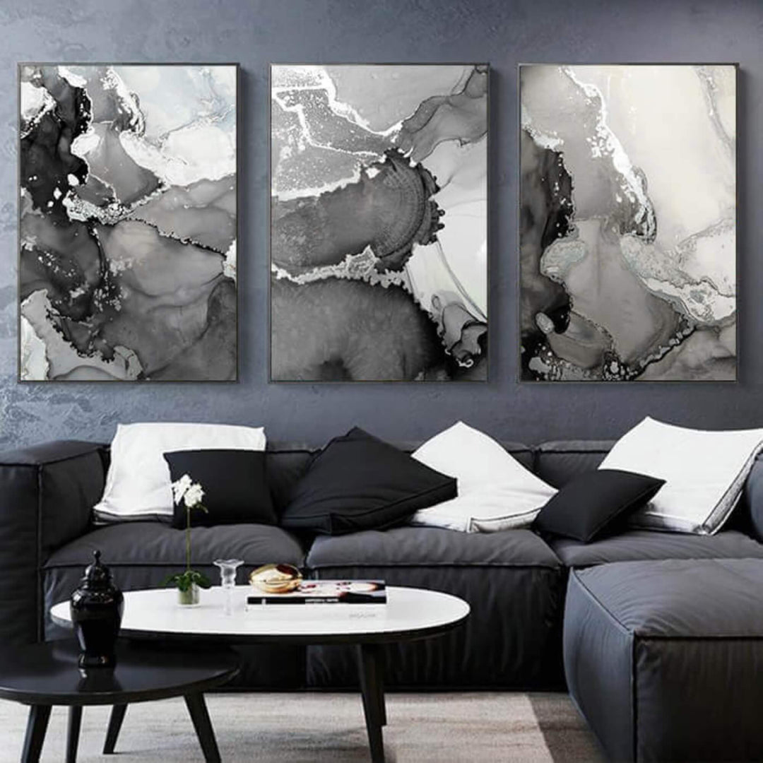 Marbled Smoke Set of 3 Prints Wall Art Moncasso