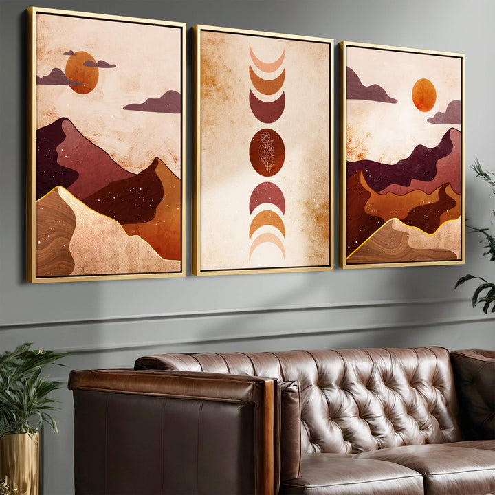 Sunset Dunes Set of 3 Prints Wall Art Moncasso