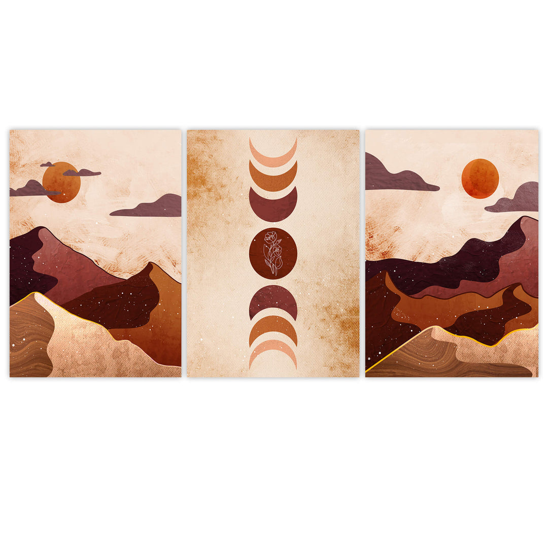 Sunset Dunes Set of 3 Prints Wall Art Moncasso