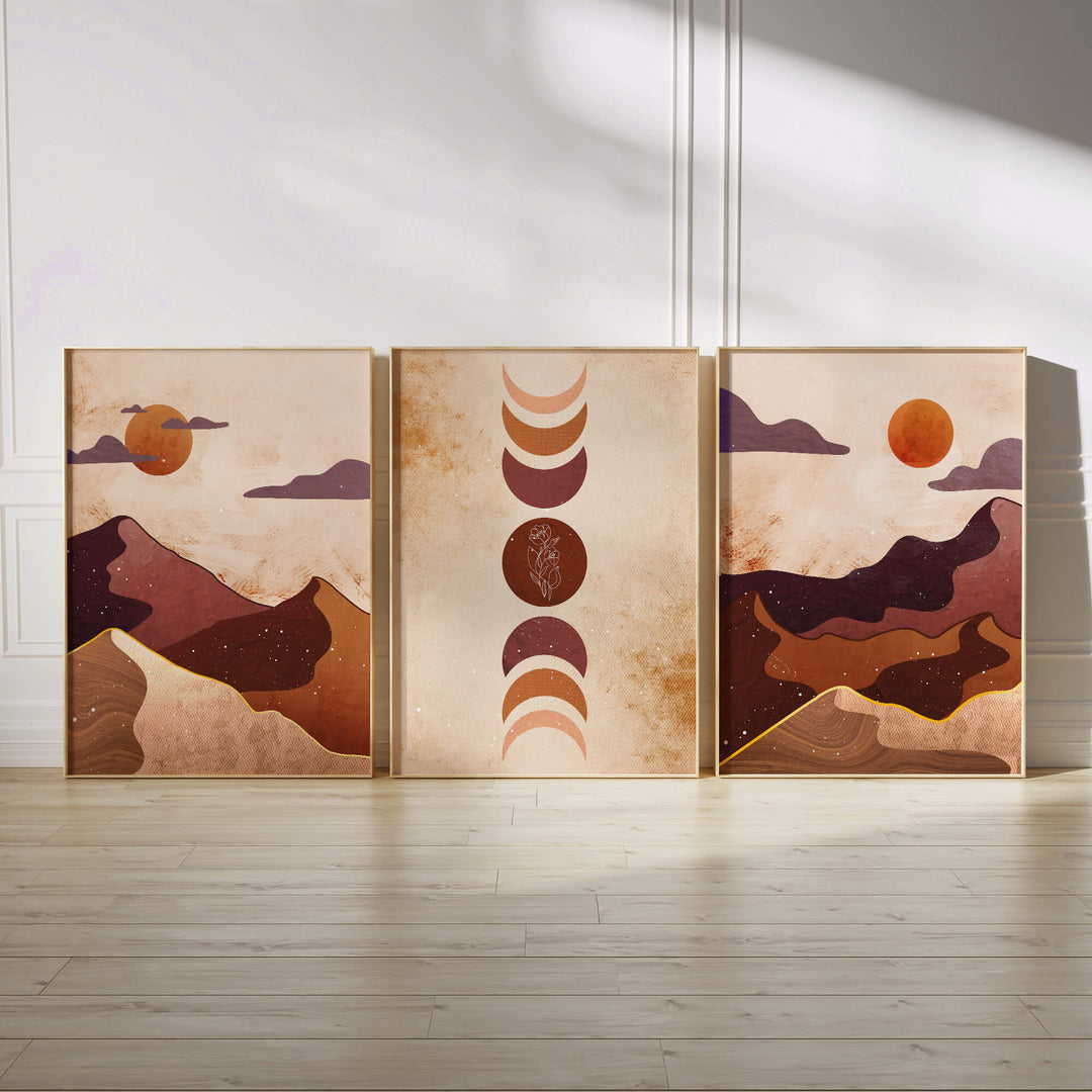 Sunset Dunes Set of 3 Prints Wall Art Moncasso