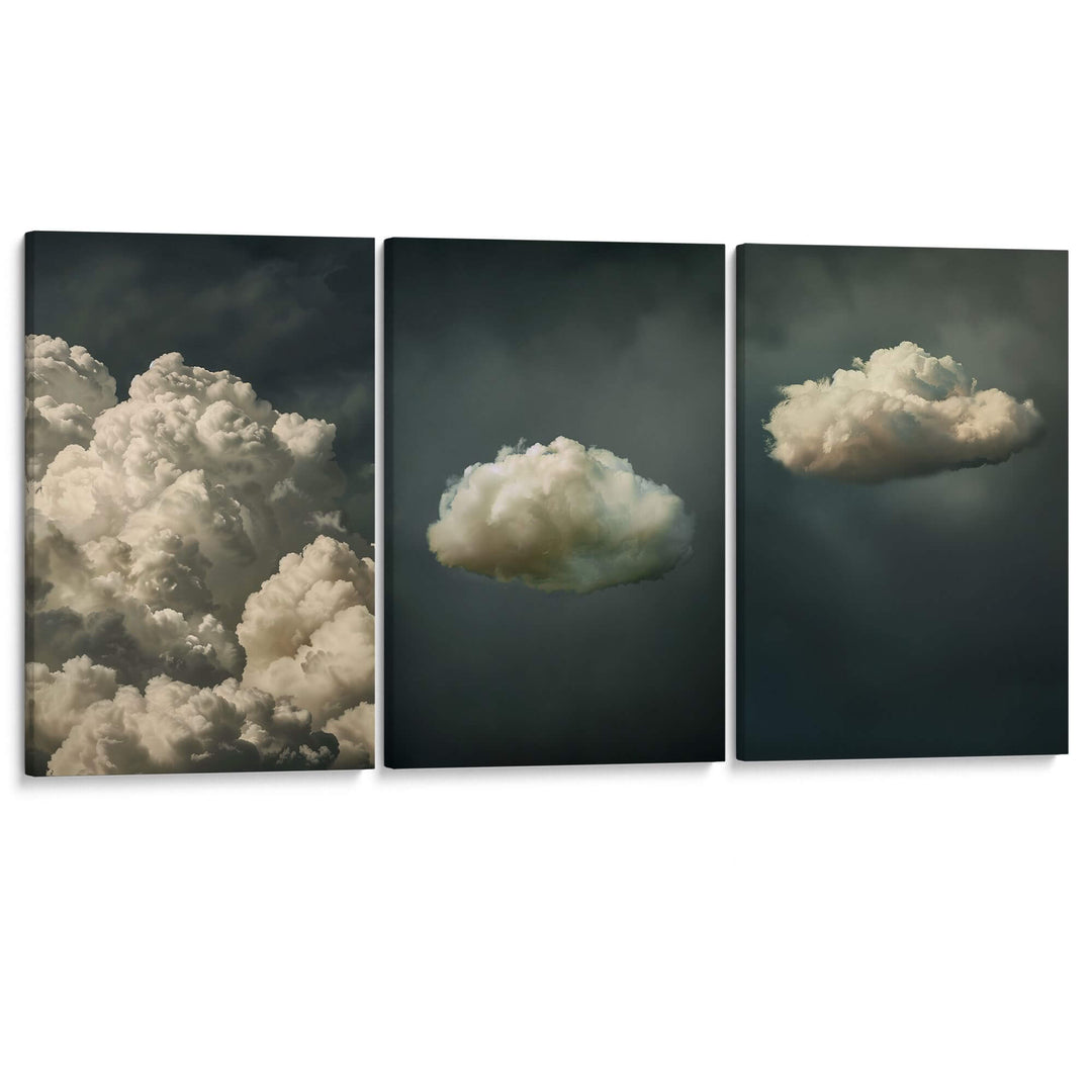 Vintage Clouds Set of 3 Prints Wall Art Moncasso