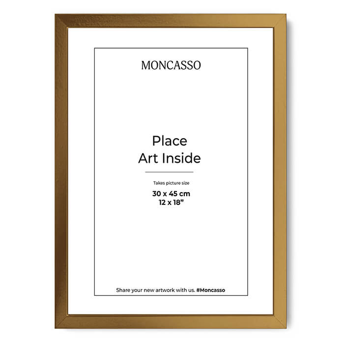 Gold Fine Art Frame, 12" x 16" in Frame Moncasso