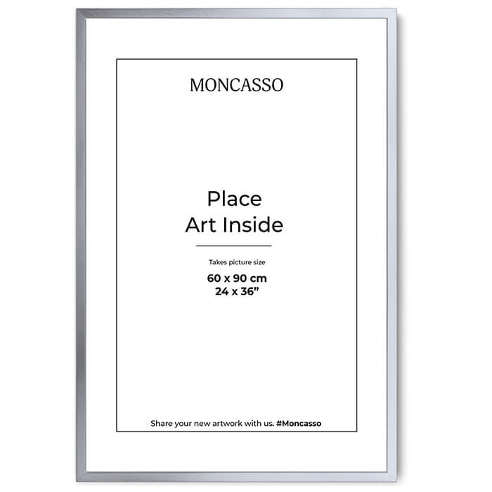 Silver Fine Art Frame, 24" x 36" in Frame Moncasso