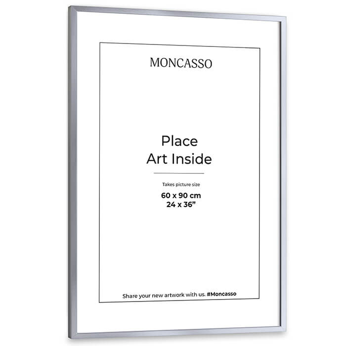 Silver Fine Art Frame, 24" x 36" in Frame Moncasso