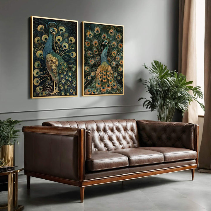 Luxe Peacock Set of 2 Prints Wall Art Moncasso