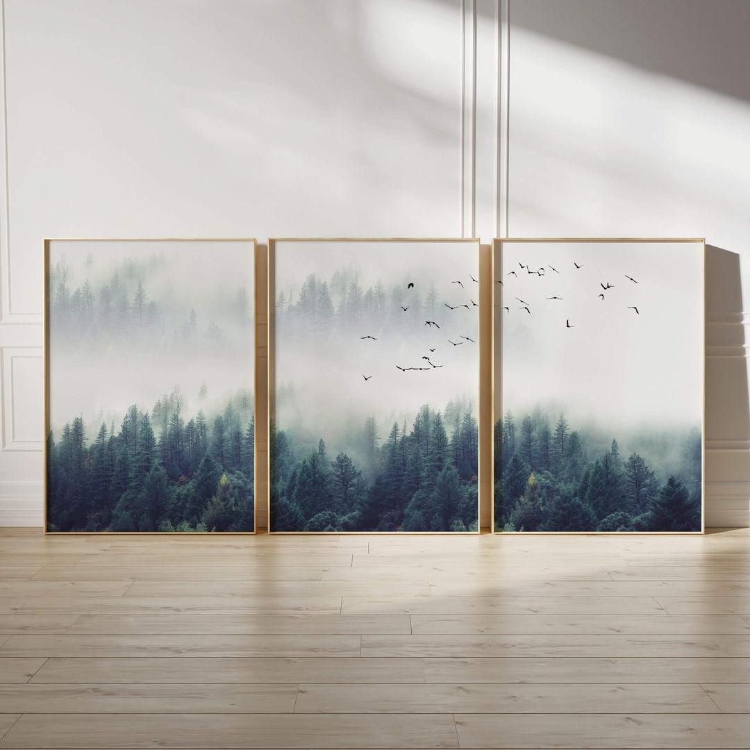 Forest Mist Set of 3 Prints Wall Art Moncasso