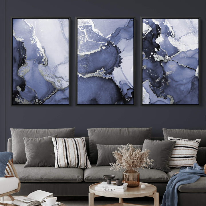 Blue Dream Set of 3 Prints Wall Art Moncasso
