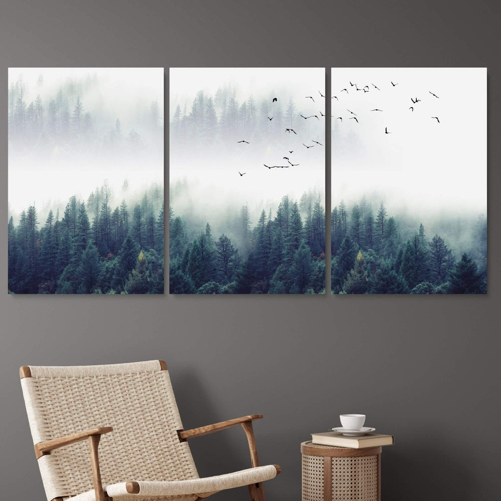 Forest Mist Set of 3 Prints Wall Art Moncasso