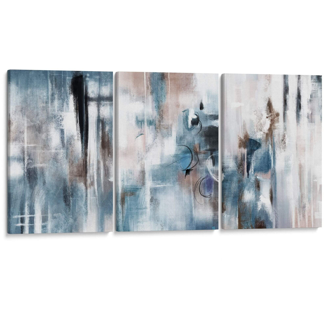 Abstract Bleu Set of 3 Prints Wall Art Moncasso