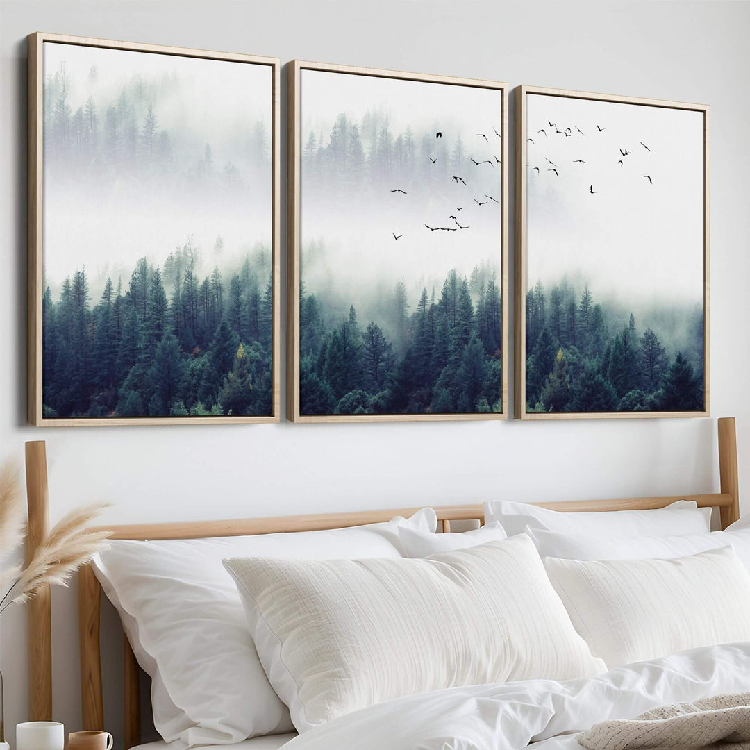 Forest Mist Set of 3 Prints Wall Art Moncasso