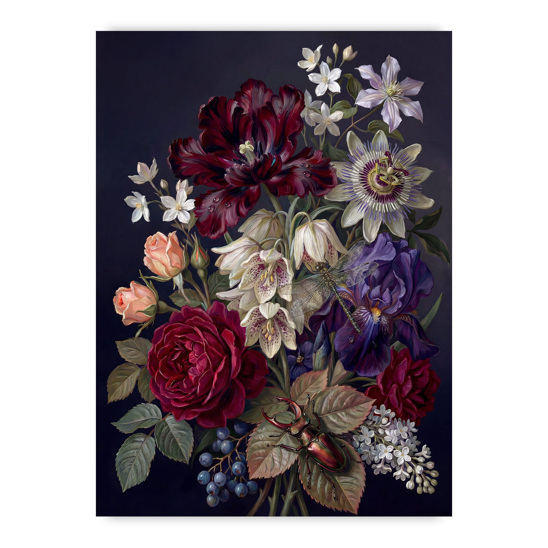 Midnight Botanical Print Wall Art Bilge Paksoylu