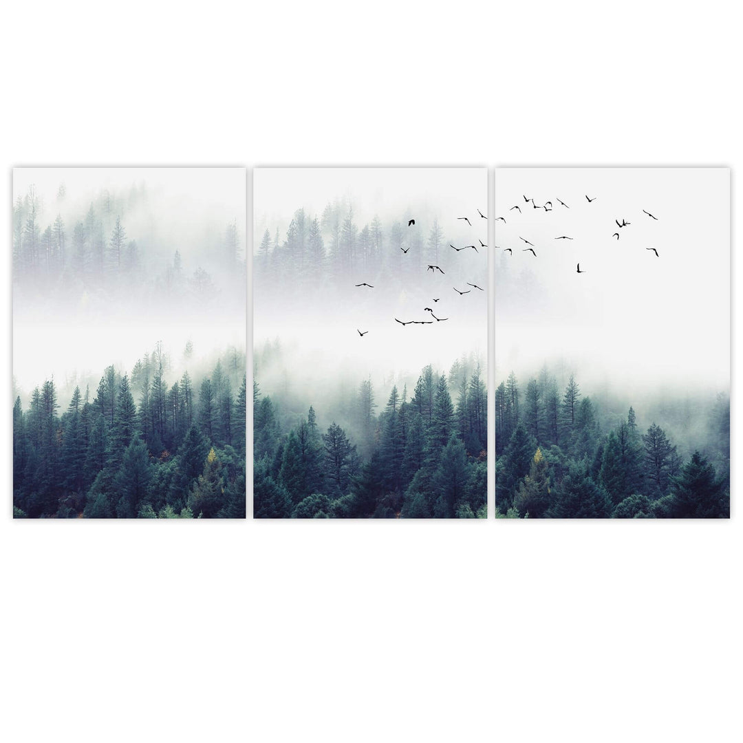 Forest Mist Set of 3 Prints Wall Art Moncasso