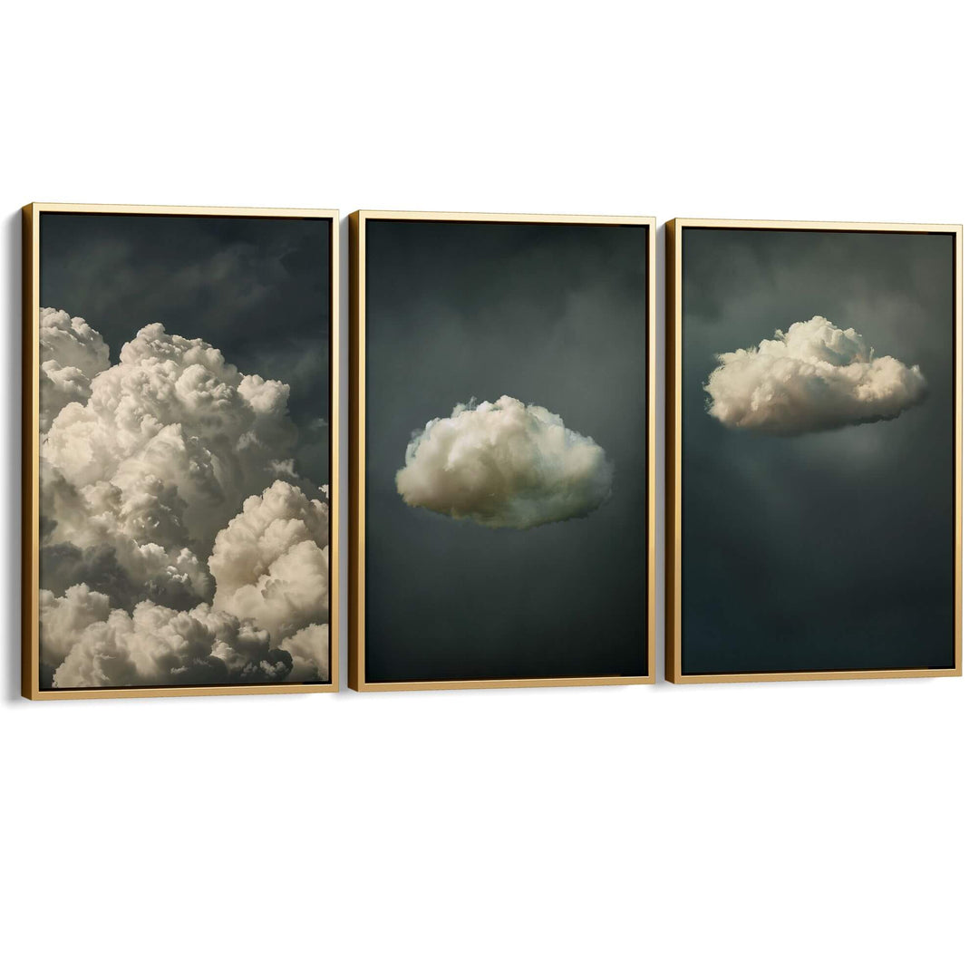 Vintage Clouds Set of 3 Prints Wall Art Moncasso