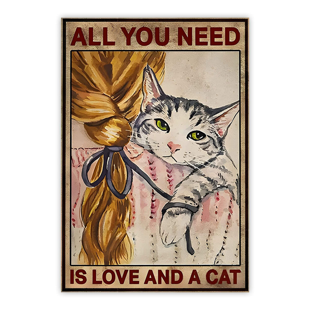 Love and Cat Print Wall Art Moncasso