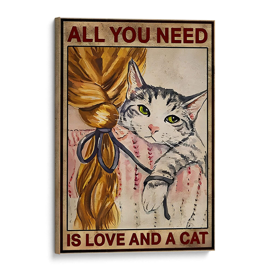 Love and Cat Print Wall Art Moncasso