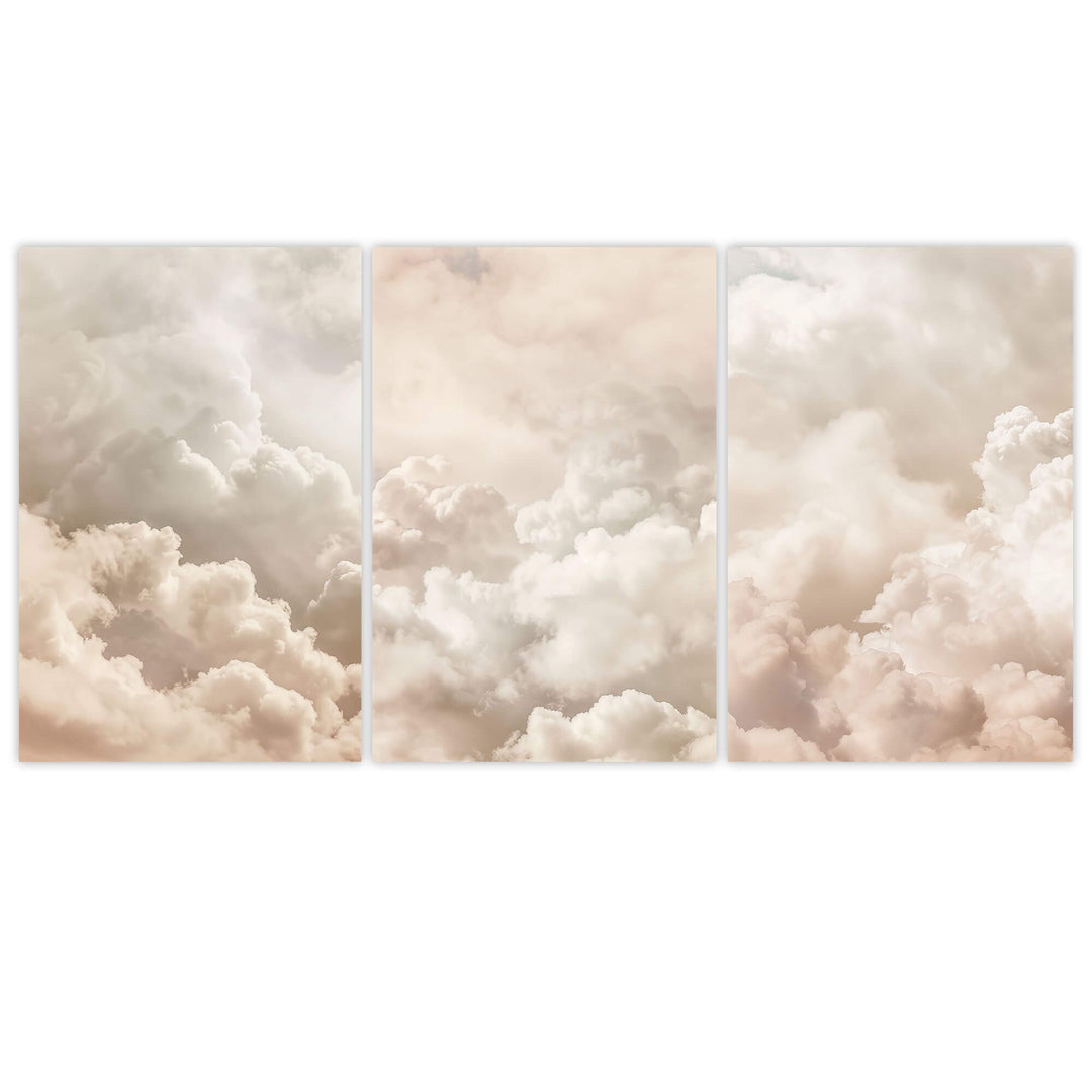 Beige Clouds Set of 3 Prints Wall Art Moncasso