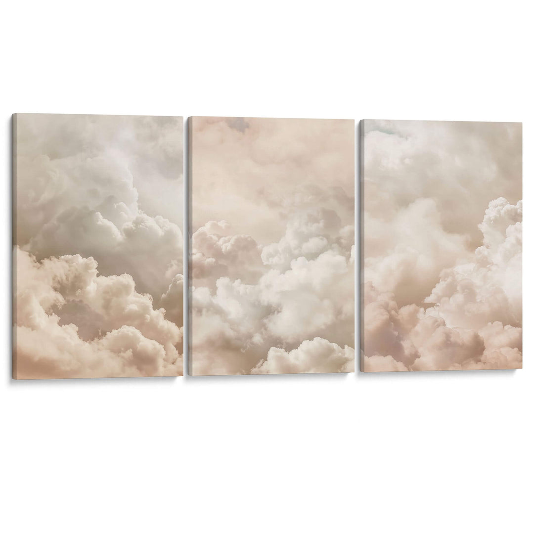 Beige Clouds Set of 3 Prints Wall Art Moncasso