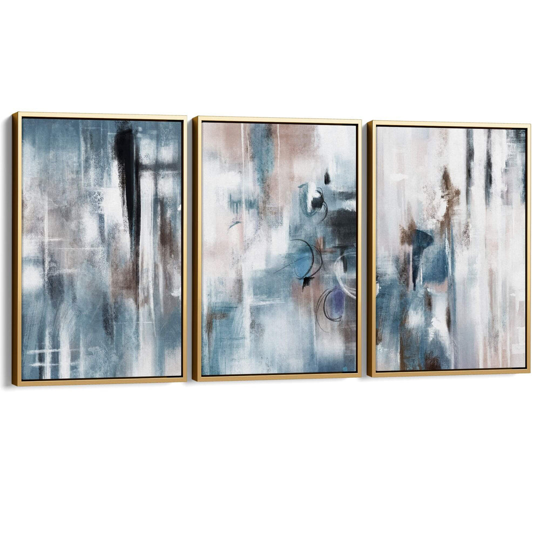 Abstract Bleu Set of 3 Prints Wall Art Moncasso