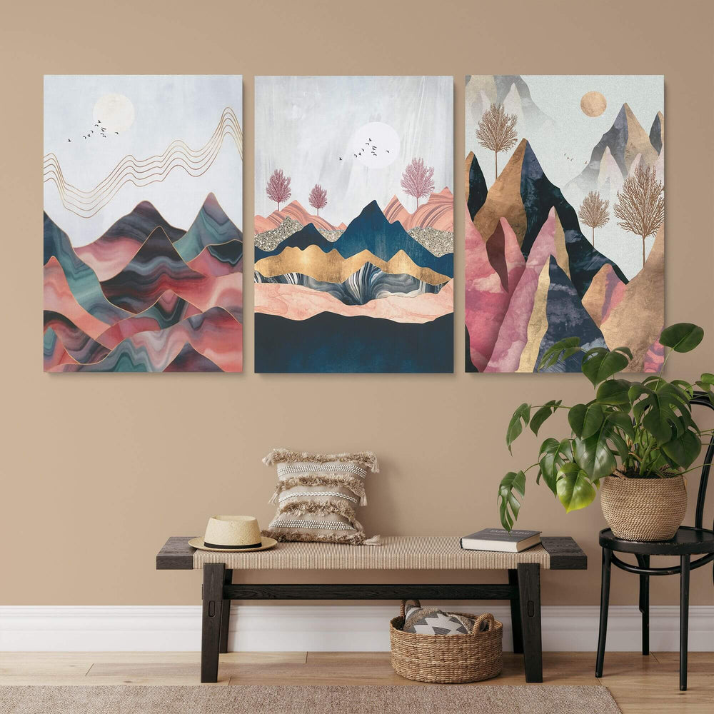 Rainbow Mountain Set of 3 Prints Wall Art Moncasso