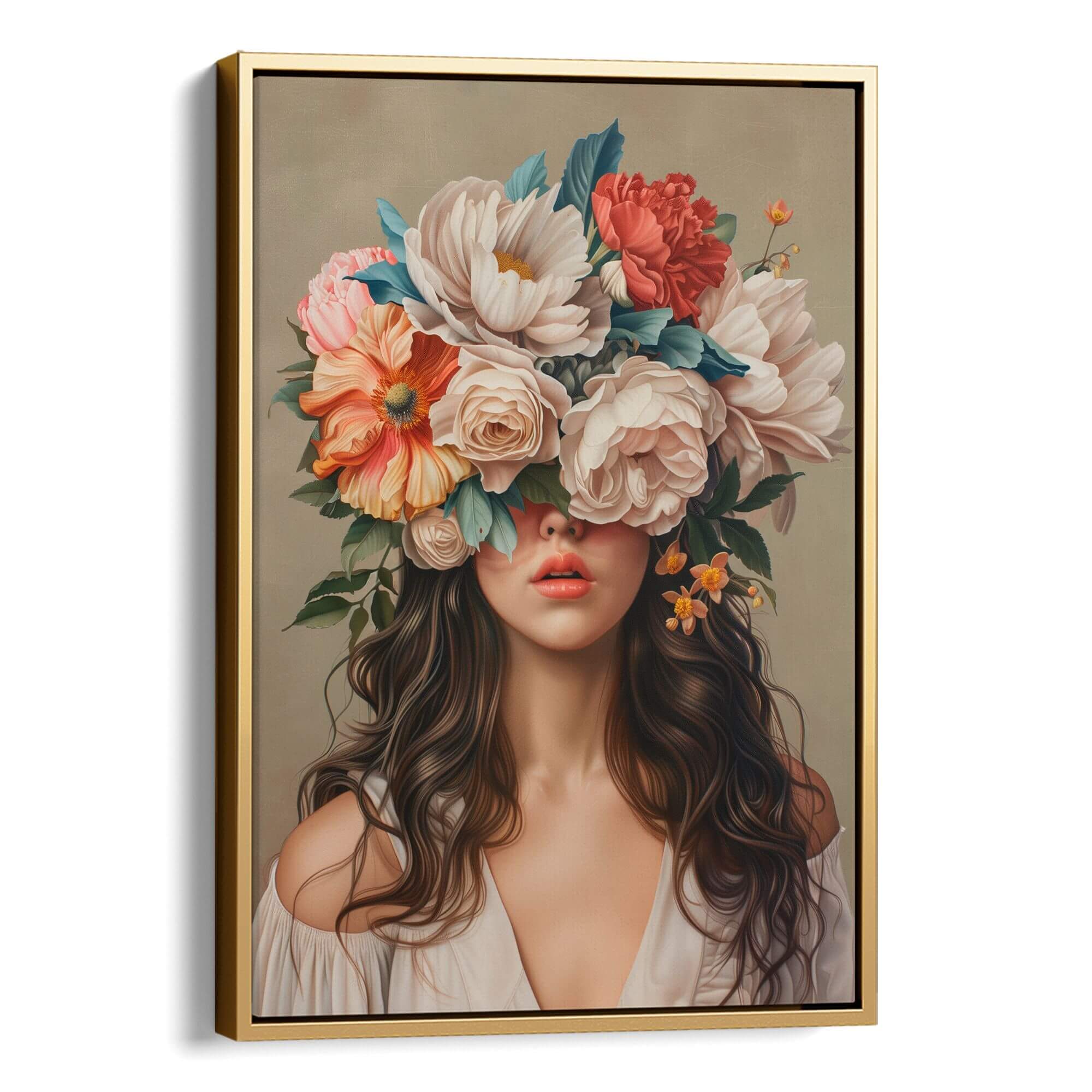 Melody Print | Colourful Flower Female Portrait Large Canvas