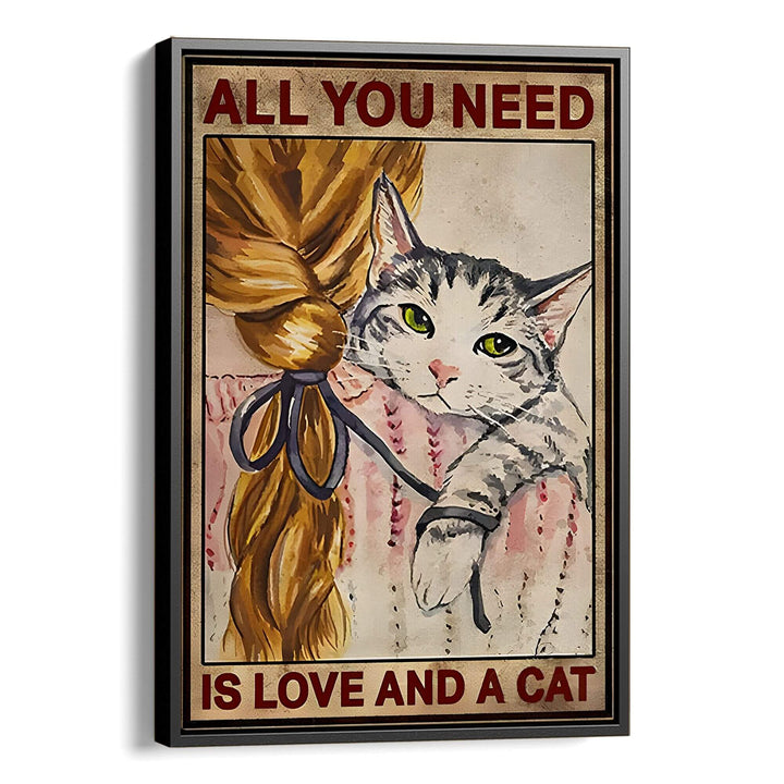 Love and Cat Print Wall Art Moncasso