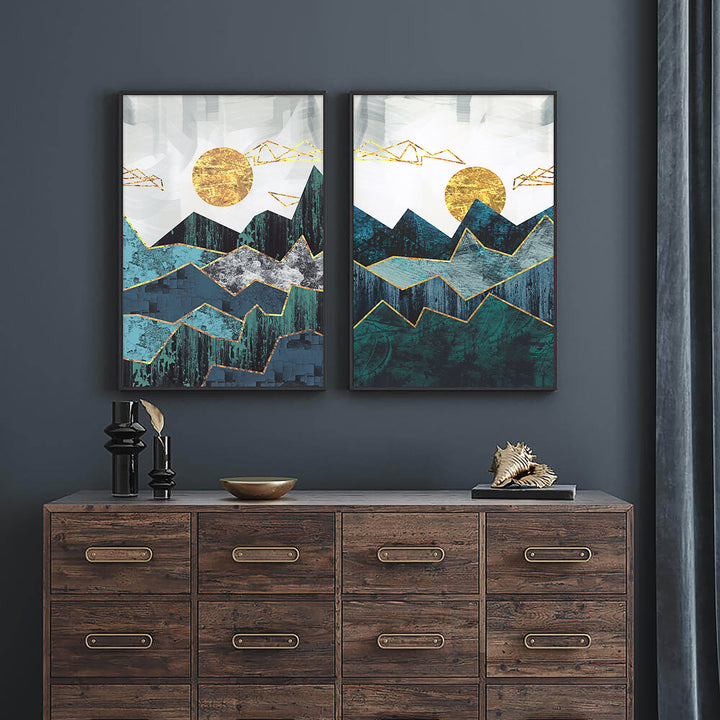 Abstract Landscape Set of 3 Prints Wall Art Moncasso