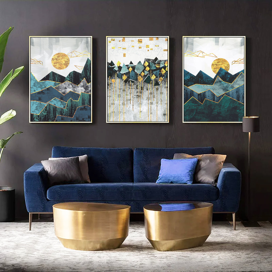 Abstract Landscape Set of 3 Prints Wall Art Moncasso