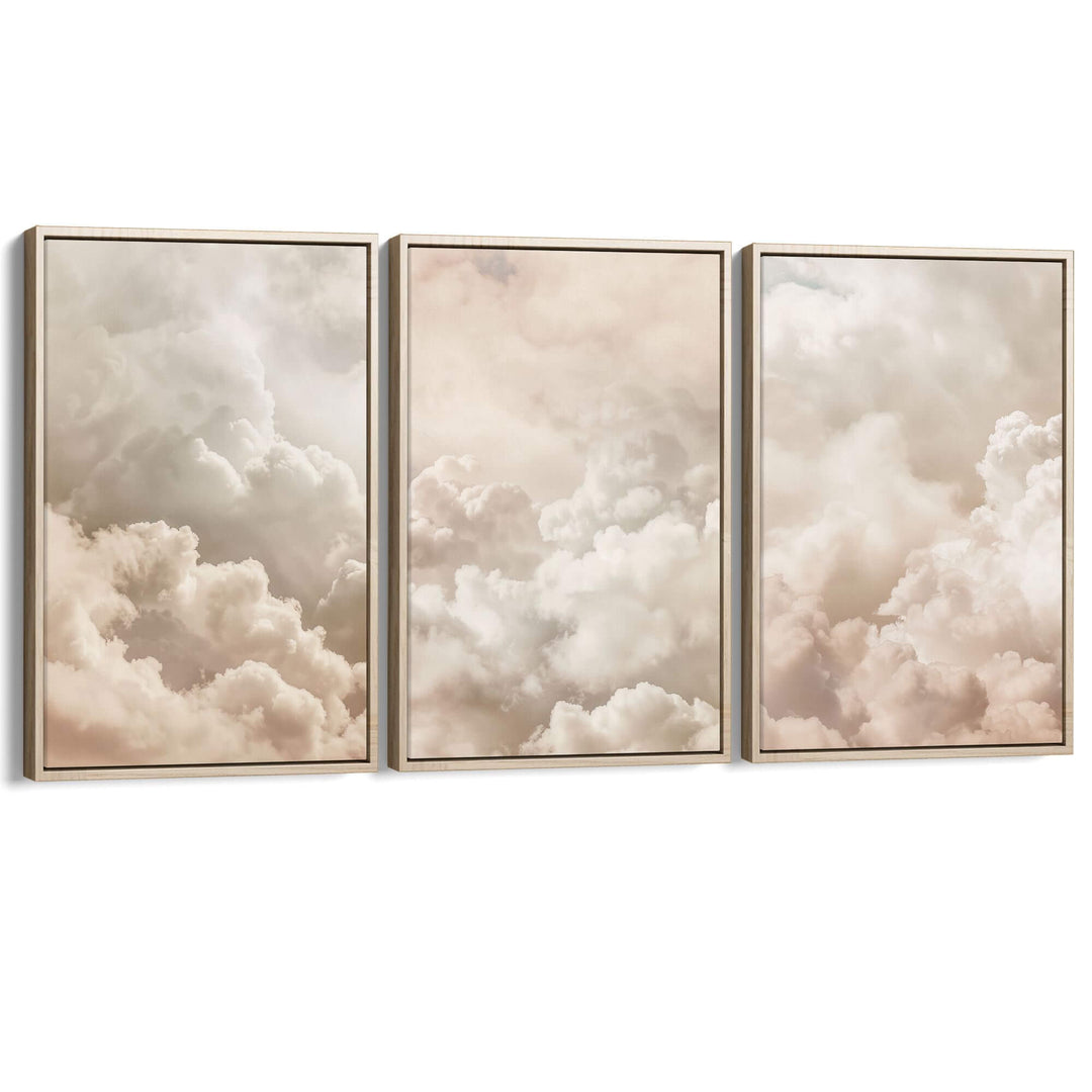 Beige Clouds Set of 3 Prints Wall Art Moncasso