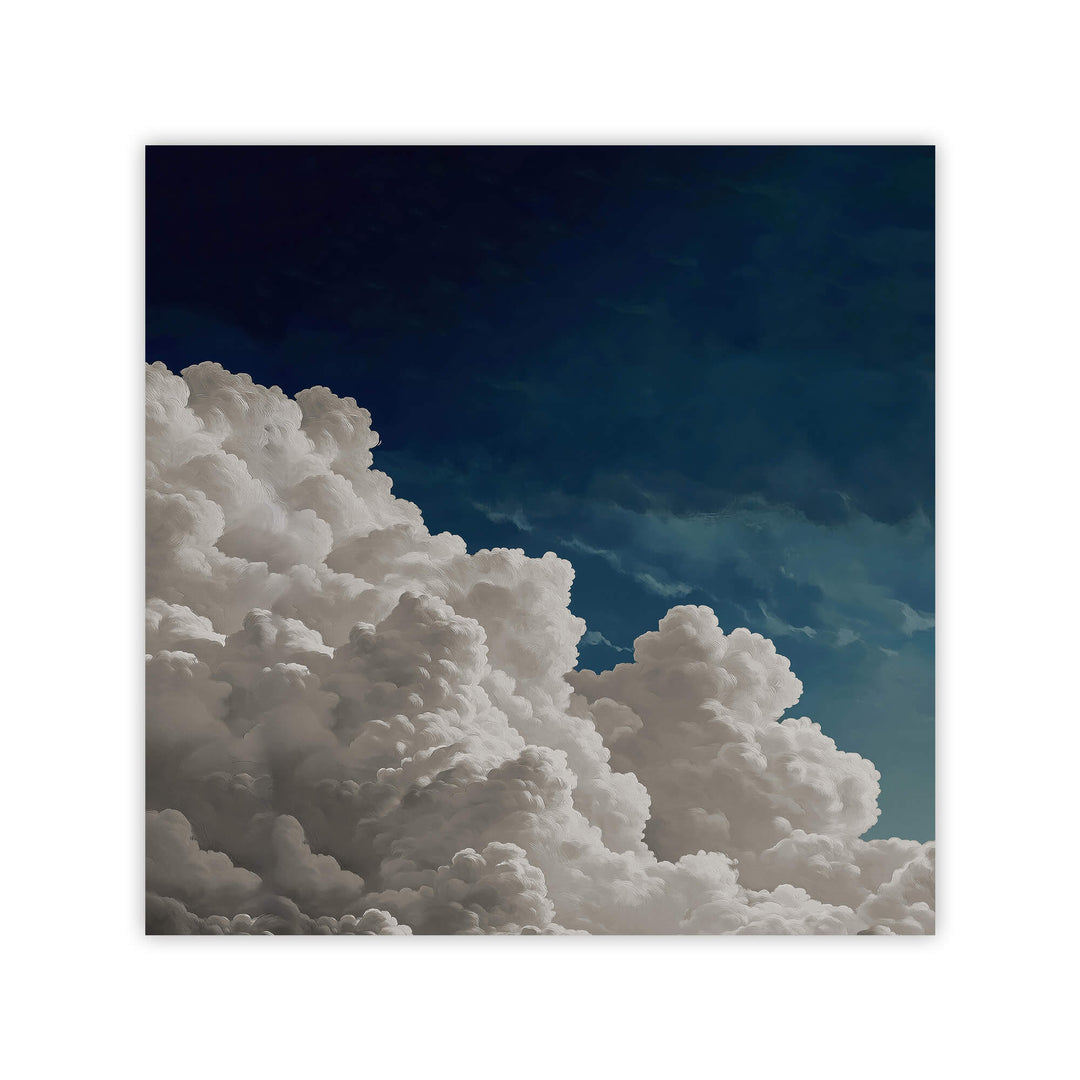 Billowing Blue Clouds Square Print Wall Art Moncasso