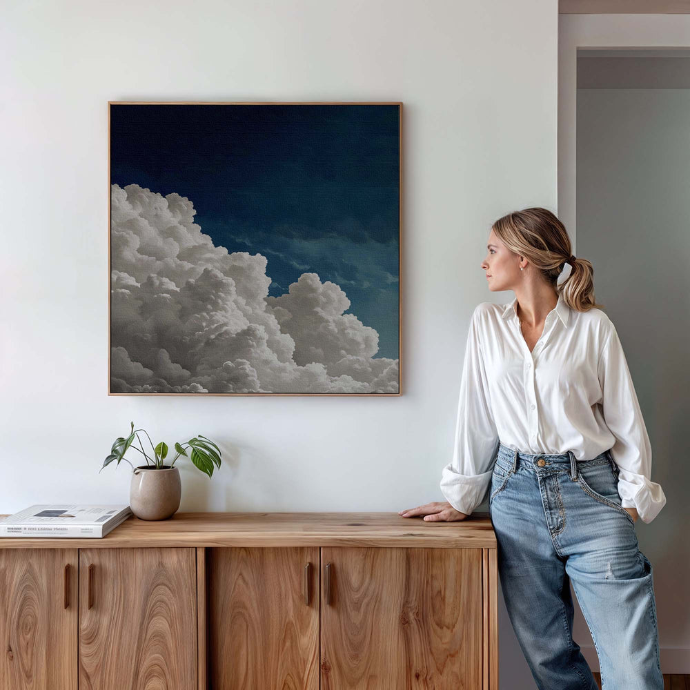 Billowing Blue Clouds Square Print Wall Art Moncasso