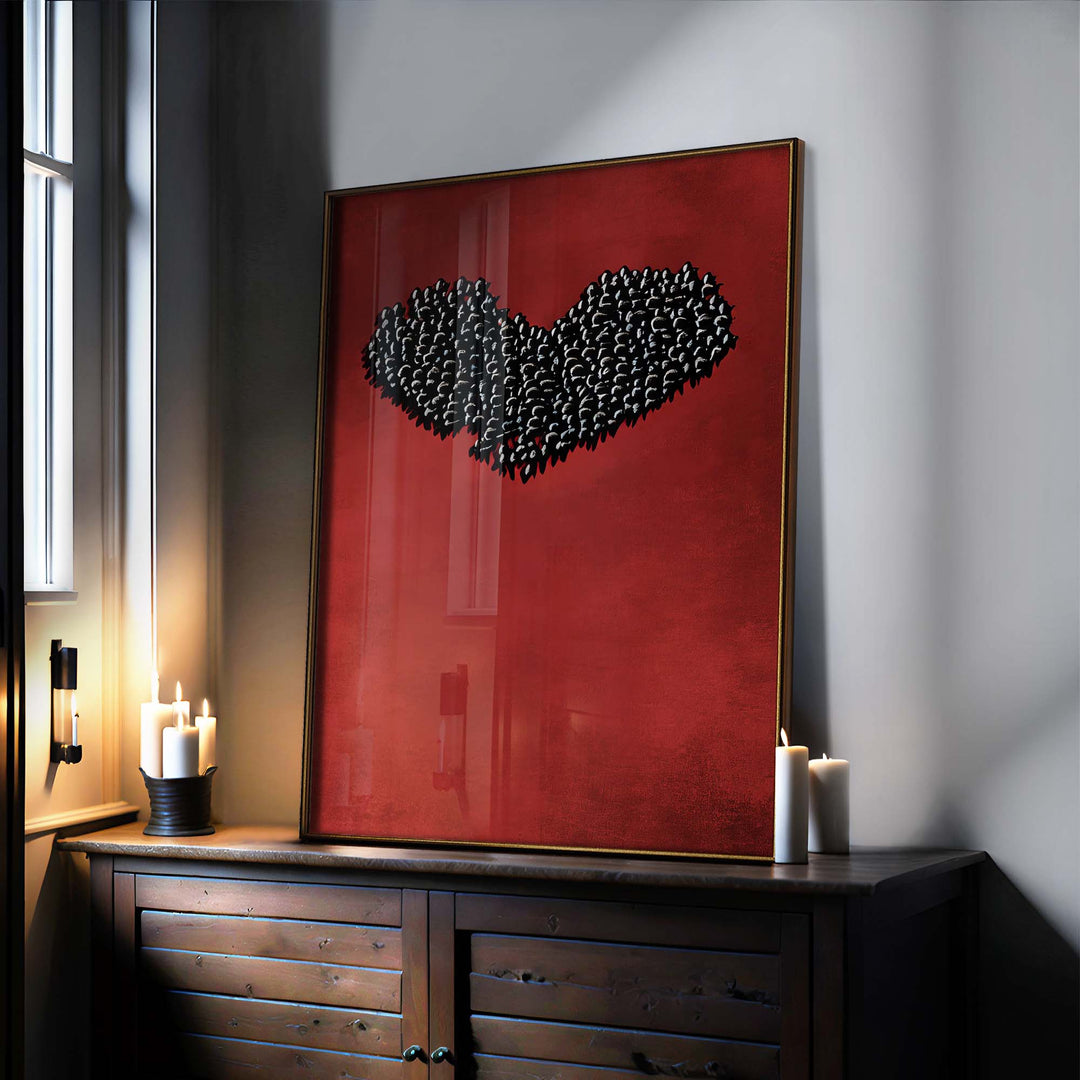 Blackbird Heart Print Wall Art Moncasso