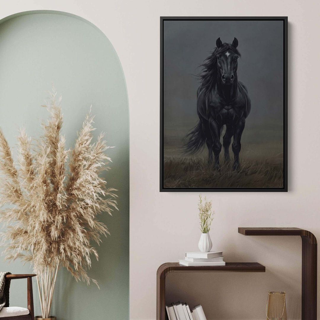 Black Horse Print Wall Art Moncasso