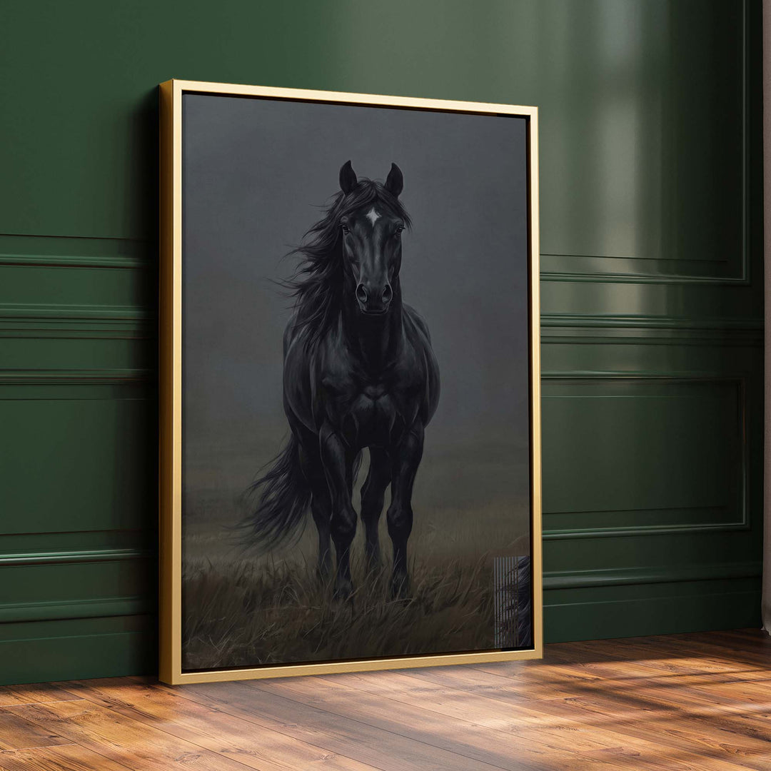 Black Horse Print Wall Art Moncasso