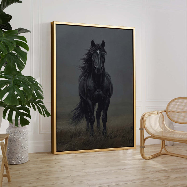 Black Horse Print Wall Art Moncasso