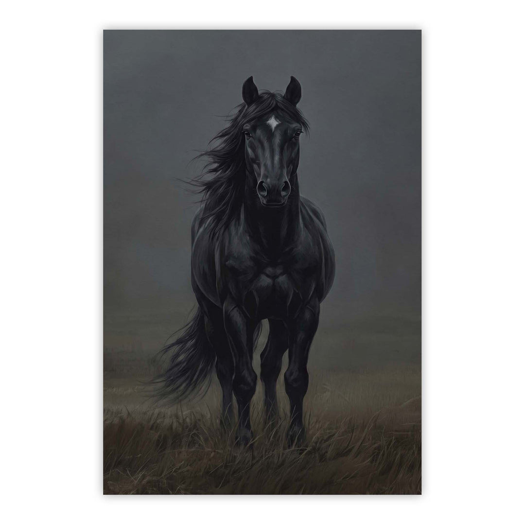 Black Horse Print Wall Art Moncasso