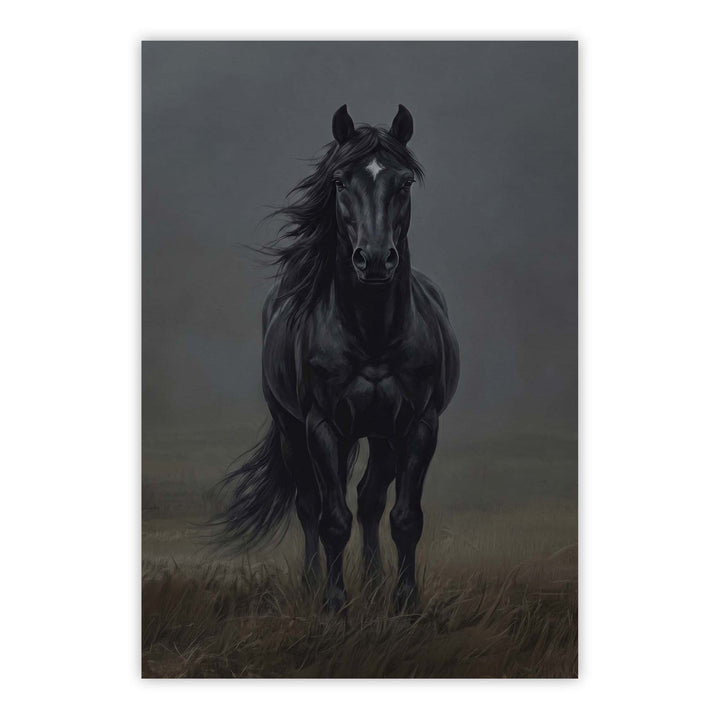 Black Horse Print Wall Art Moncasso
