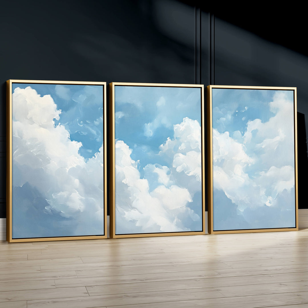 Blissful Clouds Set of 3 Prints Wall Art Moncasso