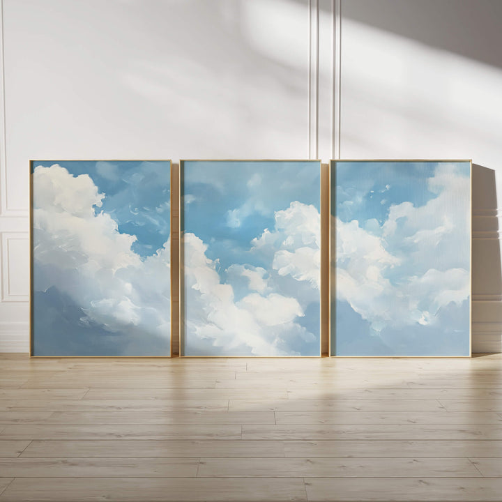 Blissful Clouds Set of 3 Prints Wall Art Moncasso