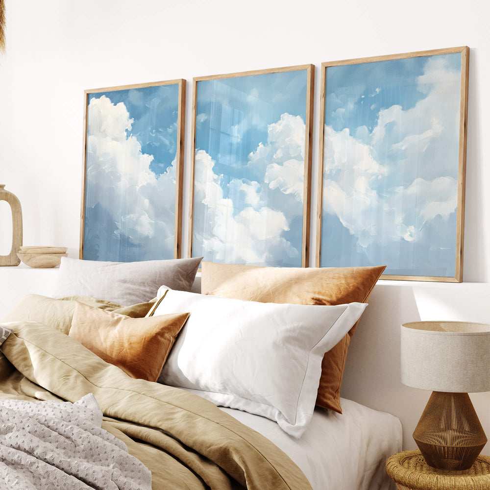Blissful Clouds Set of 3 Prints Wall Art Moncasso
