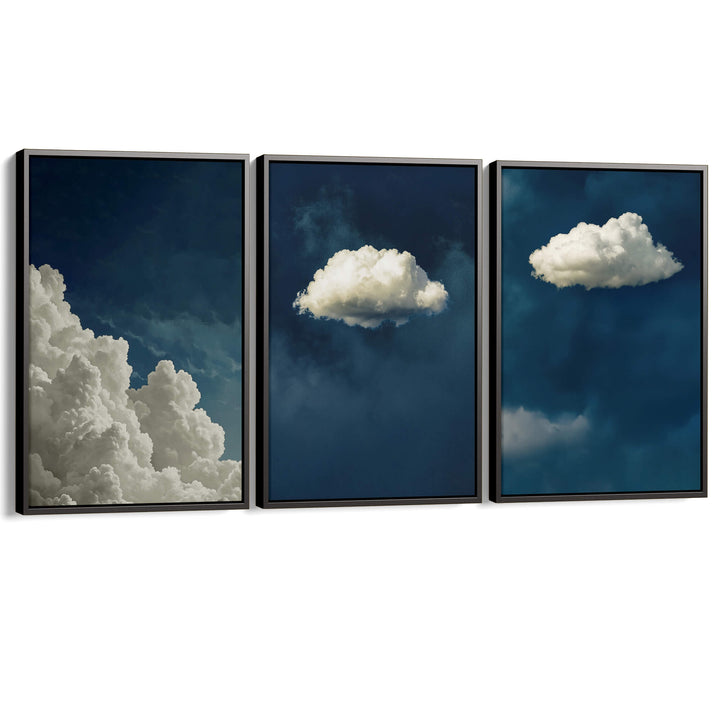 Blue Clouds Set of 3 Prints Wall Art Moncasso