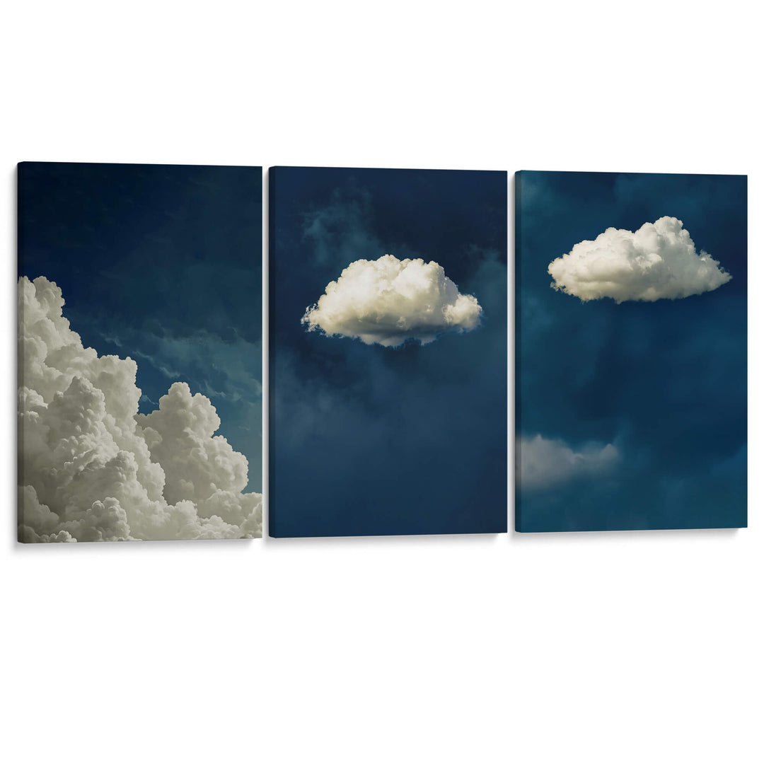 Blue Clouds Set of 3 Prints Wall Art Moncasso