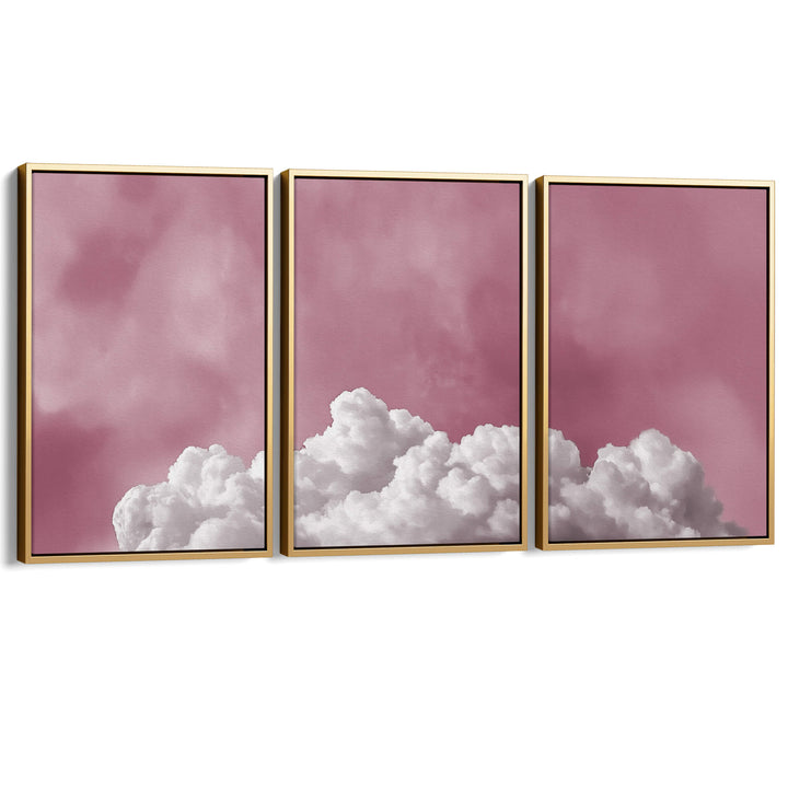 Bubblegum Clouds Set of 3 Prints Wall Art Moncasso