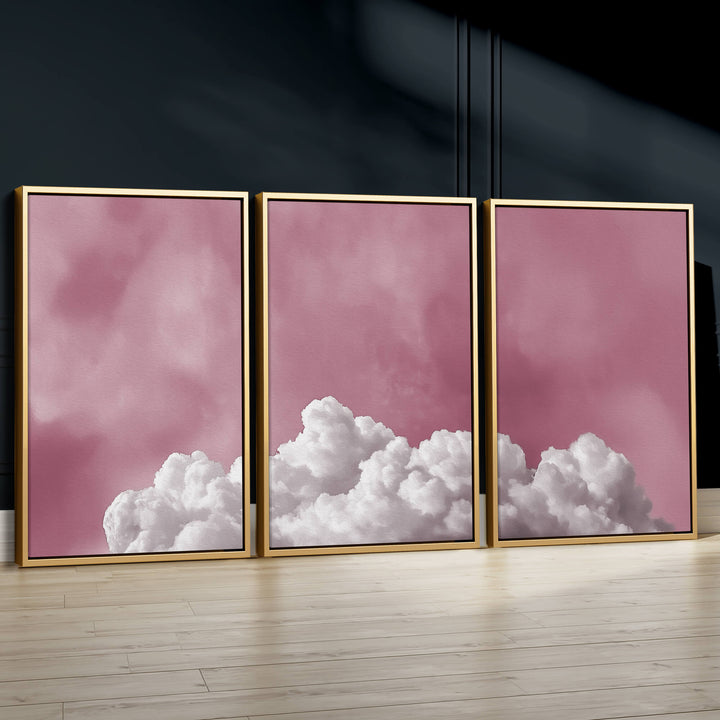 Bubblegum Clouds Set of 3 Prints Wall Art Moncasso