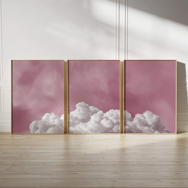 Bubblegum Clouds Set of 3 Prints Wall Art Moncasso