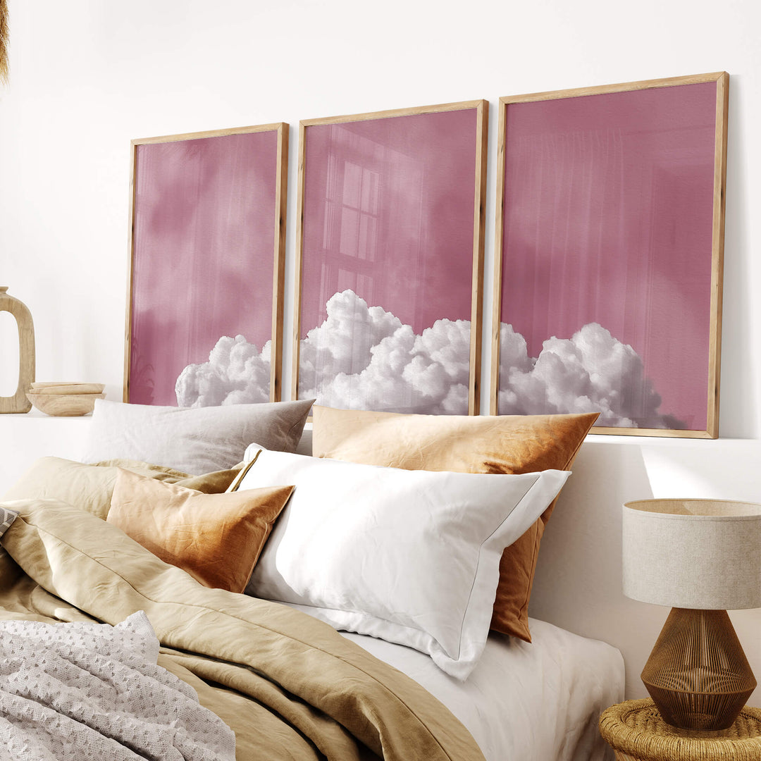 Bubblegum Clouds Set of 3 Prints Wall Art Moncasso