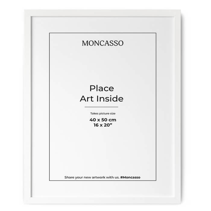 White Fine Art Frame, 16" x 20" in Frame Moncasso